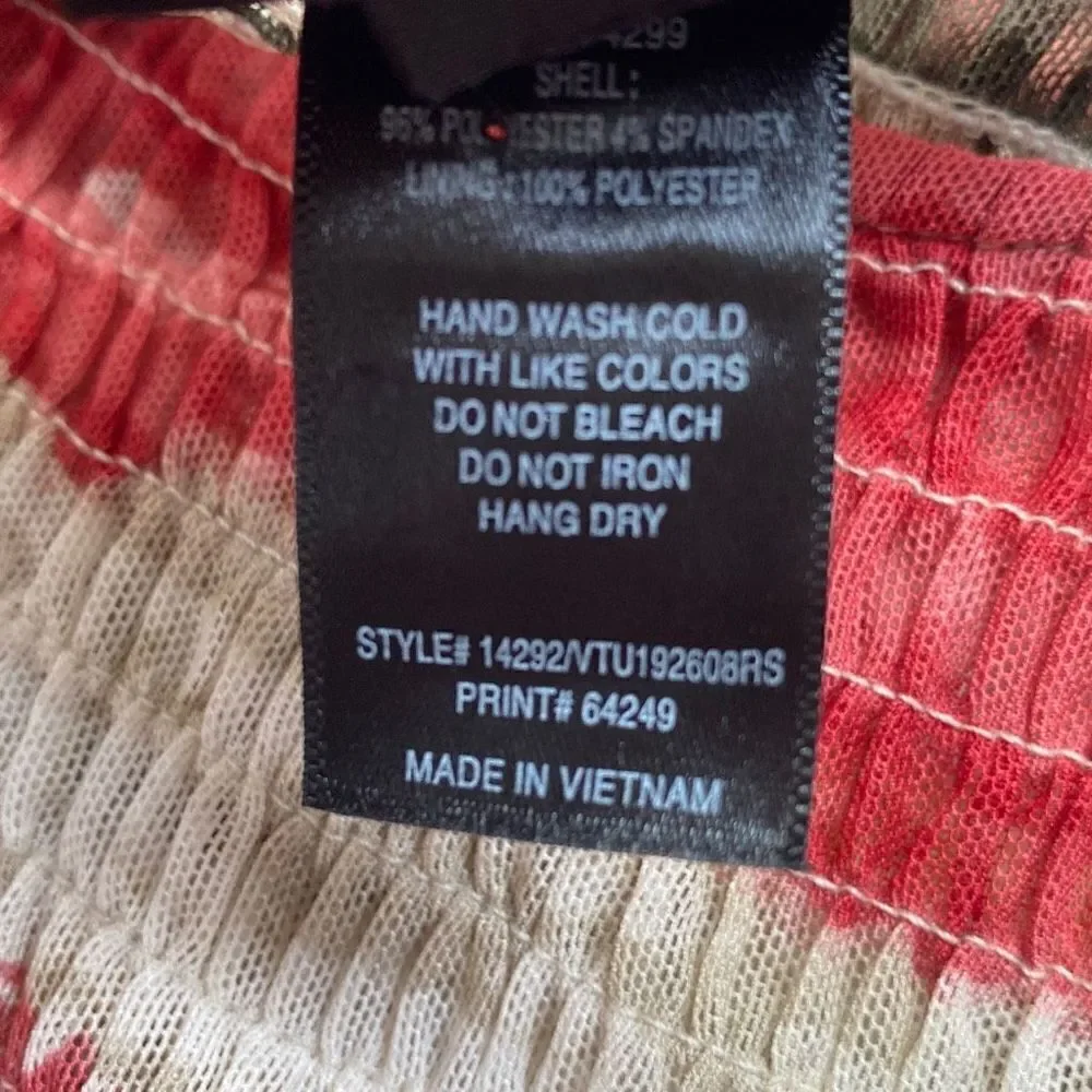 En Focus NWT Midi Dress Long Sleeve Semi-Sheer A-Line Earthy Multicolor 14 XL